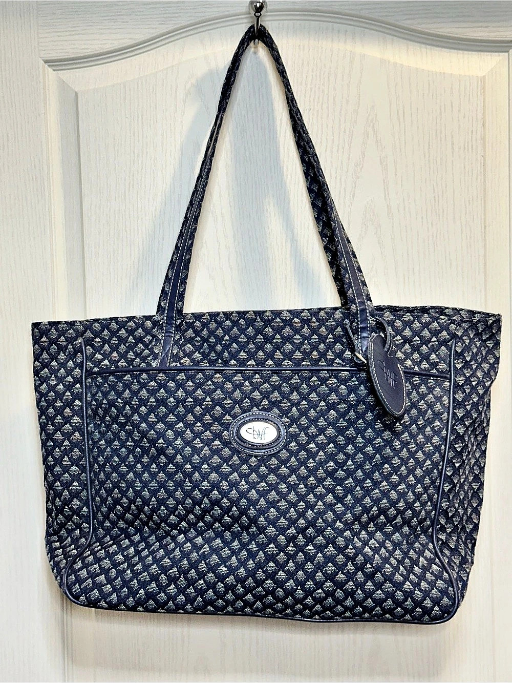Vintage Diane von Furstenberg DVF Blue Tapestry Travel Tote Bag Weekender